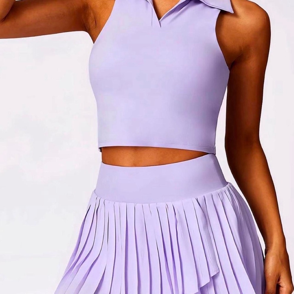 Lavender Tennis Skirt Set Y2K Activewear Size XL